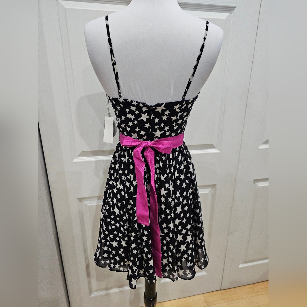 Pearl Georgina Chapman Black White Star flowy Mini Dress 2 NWT - Picture 4 of 14